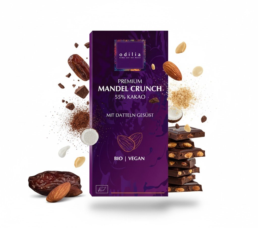 mandel crunch Premium Mandel Crunch Schokolade 55% Kakao – Bild 1